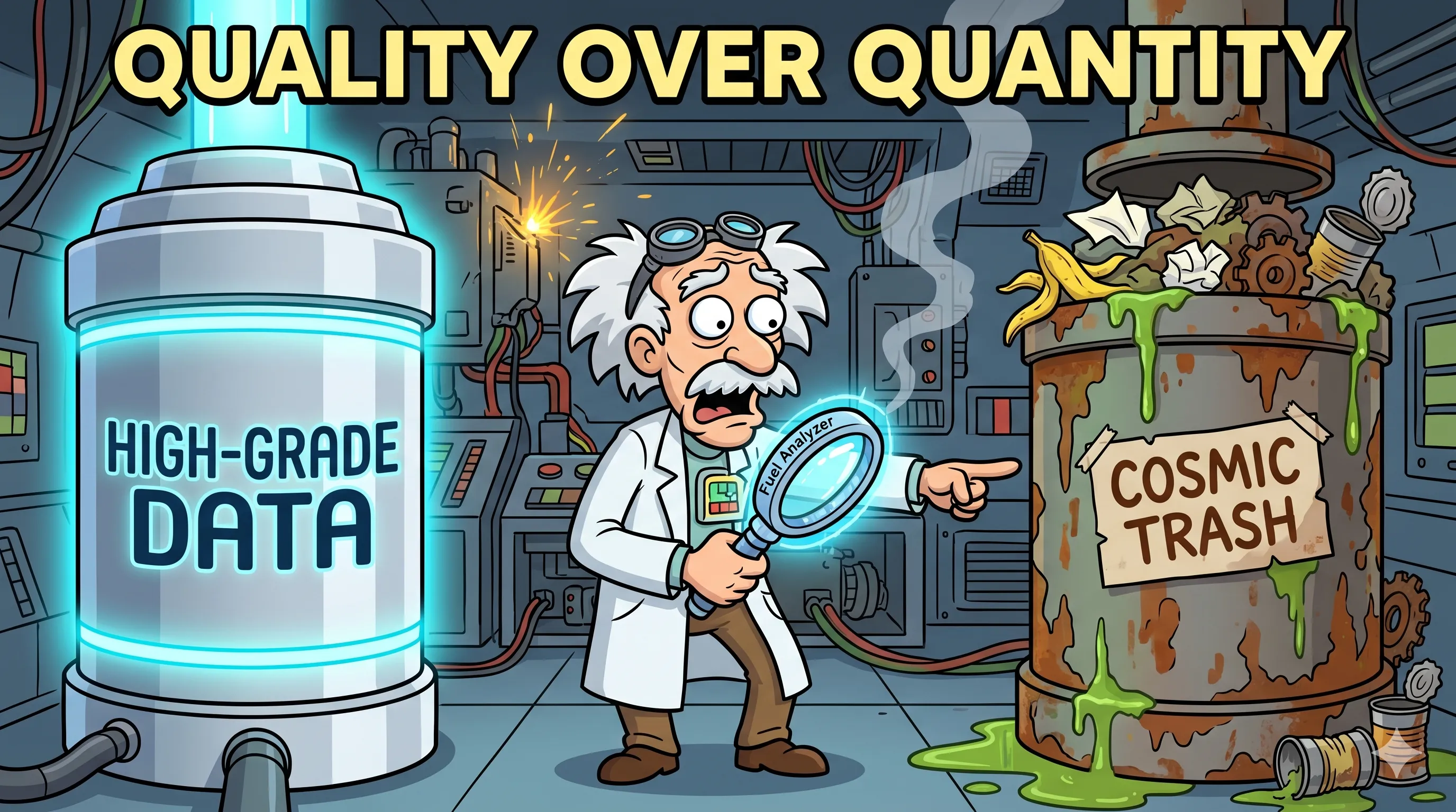 Cosmic Fuel: Why Data Quality is Your Only Hope - Understanding Data Quality in AI: Why 1,000 clean examples are better than 1,000,000 noisy ones, and how 'dumpster juice' ruins your model.