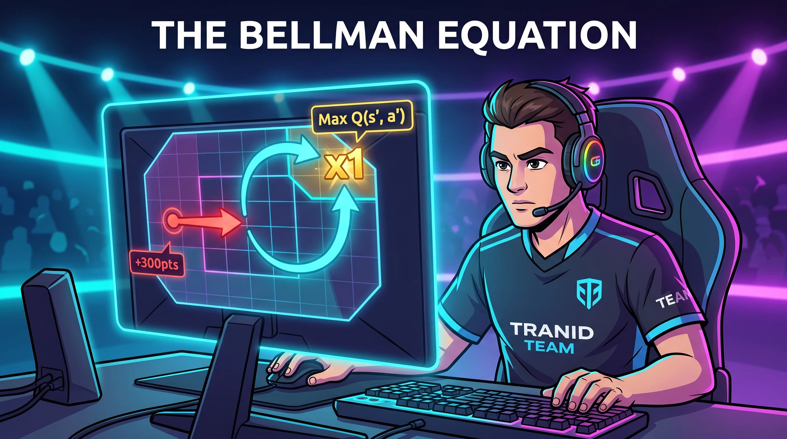 The Bellman Equation: Why Champions Only Look One Move Ahead - How Richard Bellman's equation turns an impossible infinite decision tree into a clean one-step recursive calculation in reinforcement learning.