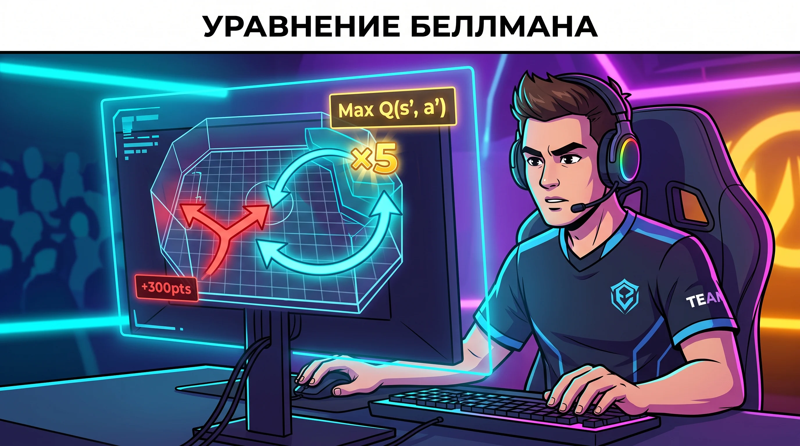 Уравнение Беллмана: Почему чемпионы считают только на один ход вперед - Как формула Ричарда Беллмана превращает бесконечное дерево игровых решений в элегантный расчет на один шаг вперед.