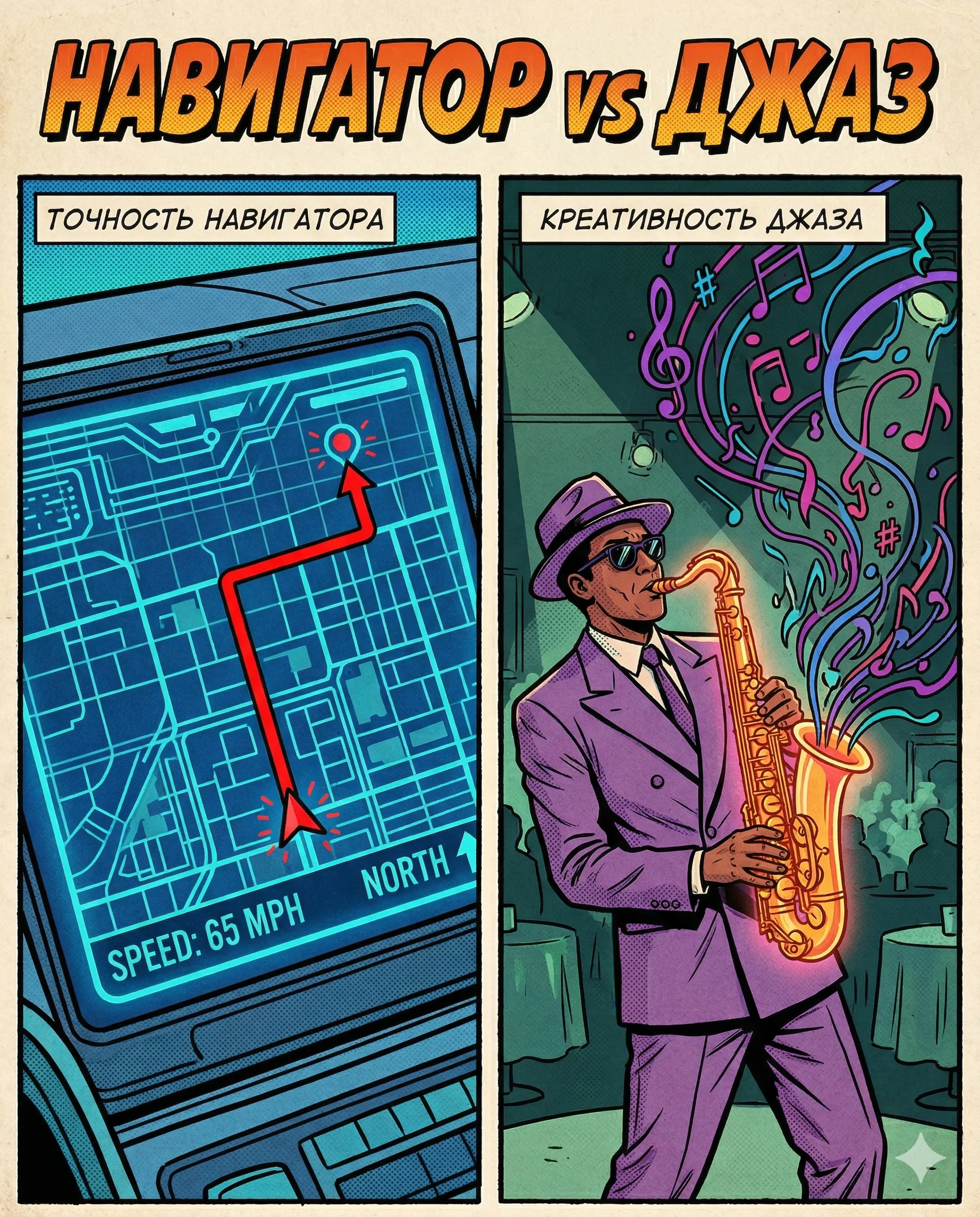 Мозг как GPS против мозга как джаза: какой ИИ вы используете? - Почему лучший ИИ сочетает математическую точность (GPS) и творческую импровизацию (Джаз) — и как RAG объединяет эти два мира.