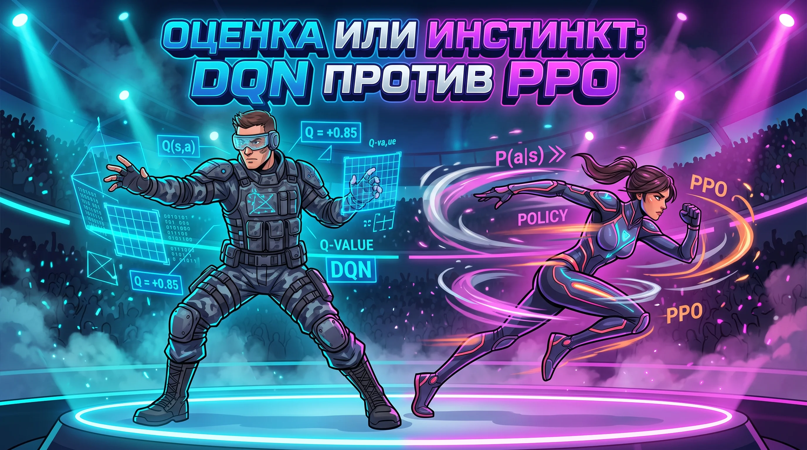 Оценка или инстинкт: почему ИИ учится мышечной памяти вместо расчетов - Почему подсчет очков дает сбой в непрерывном мире, и как методы градиента политики и PPO обучают искусственный интеллект прямому мышечному рефлексу.