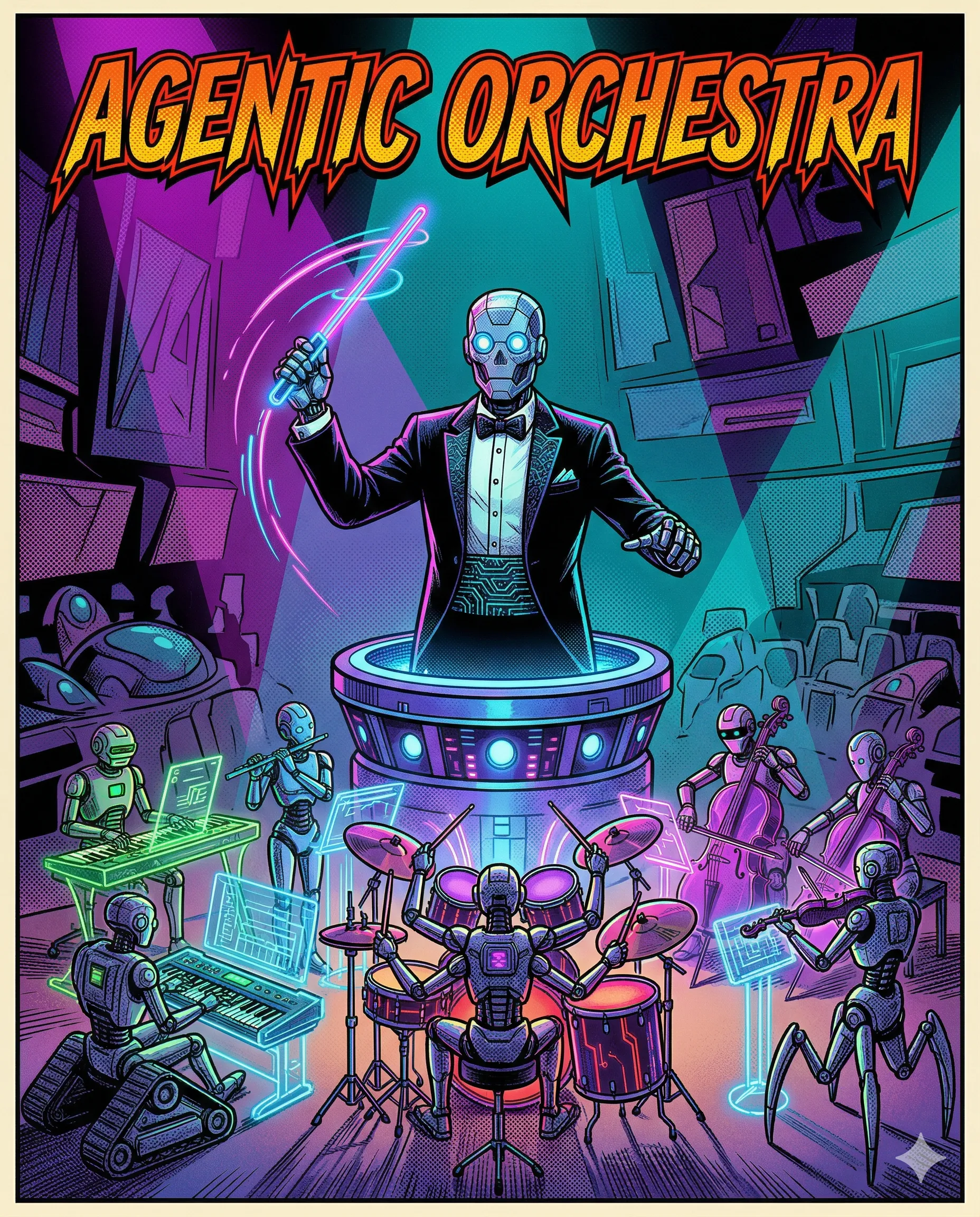 The Conductors of an Intelligent Orchestra - How 'Multi-Agent Workflows' and orchestrator models turn specialized AI agents into a coordinated team, delivering complex symphonies of data and design.